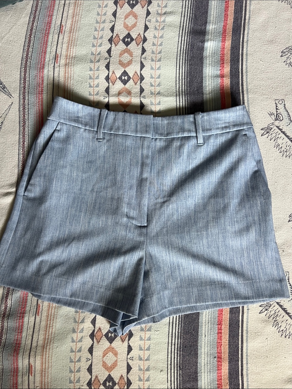 Women’s Tailored Light Blue Striped Shorts High Waisted 3” inseam